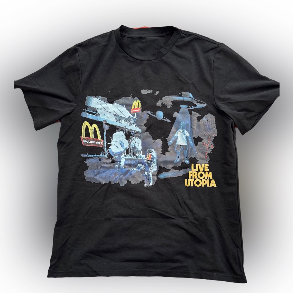 🔴 Travis Scott McDonald's Cactus Jack Live From Utopia Black T-shirt Size S